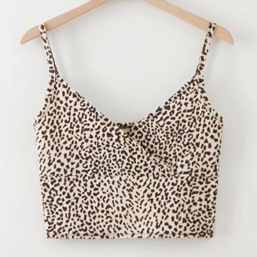 Leopard print surplice cami top